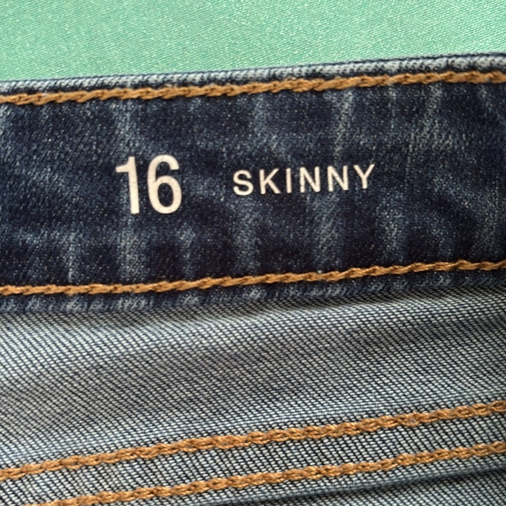 a.n.a Front Seam Skinny Raw Hem Cropped Denim Blue Jeans Plus Size 16 - Picture 2 of 11